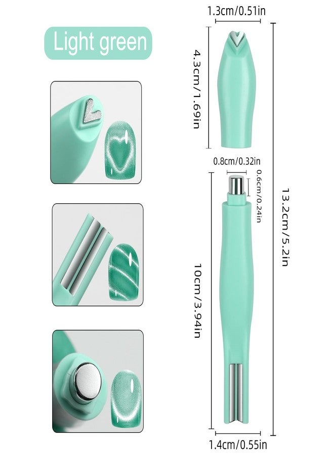 JERCLITY 1 Pieces Light Green Cat Eye Magnet for Nails 3 in 1 Heart Magnet for Cat Eye Gel Polish Heart Magnets for Nails - Image 2